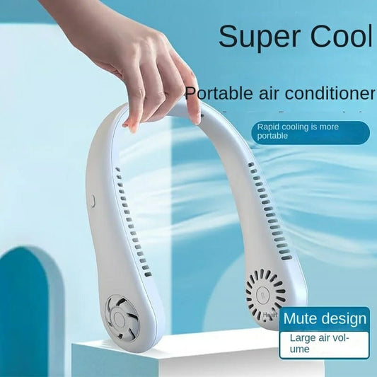 Mini Hanging Neck Fan High Wind 3 Speed Adjustable USB Charging Portable Quiet Super Long Life Outdoor Sports Office Camping (Random Color)