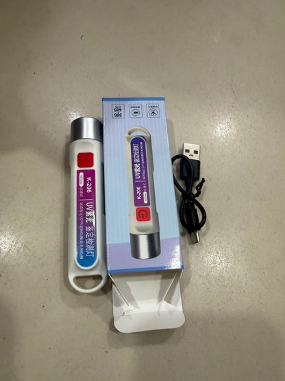 K-206 365nm UV Inspection Lamp – Rechargeable USB UV Flashlight For Fluorescent Detection, Currency, Stain & Security Mark Inspection