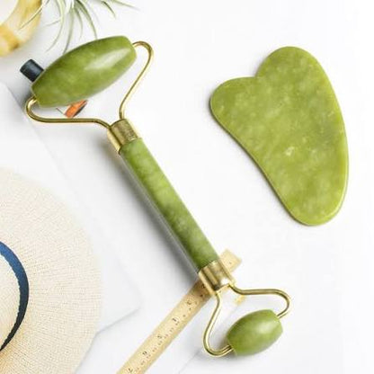 Flawless Jade Roller With Guasha Stone Marble Stone Stimulates Healthier Skin | Skin Care Jade Roller