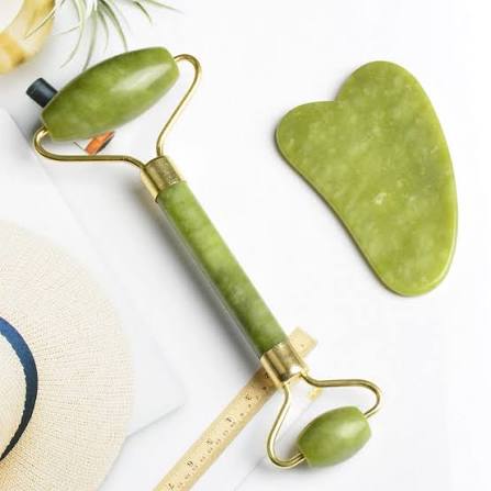 Flawless Jade Roller With Guasha Stone Marble Stone Stimulates Healthier Skin | Skin Care Jade Roller