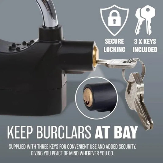 Ultra Secure Alarm Padlock | Anti Theft Waterproof Siren Lock for Bikes and Gates Cheer
