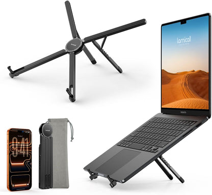 Foldable Magnetic Laptop Stand Aluminum Alloy Portable Adjustable Stand Heat Dissipation Holder Supports Phone Tablet Notebook