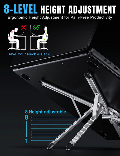 Foldable Magnetic Laptop Stand Aluminum Alloy Portable Adjustable Stand Heat Dissipation Holder Supports Phone Tablet Notebook