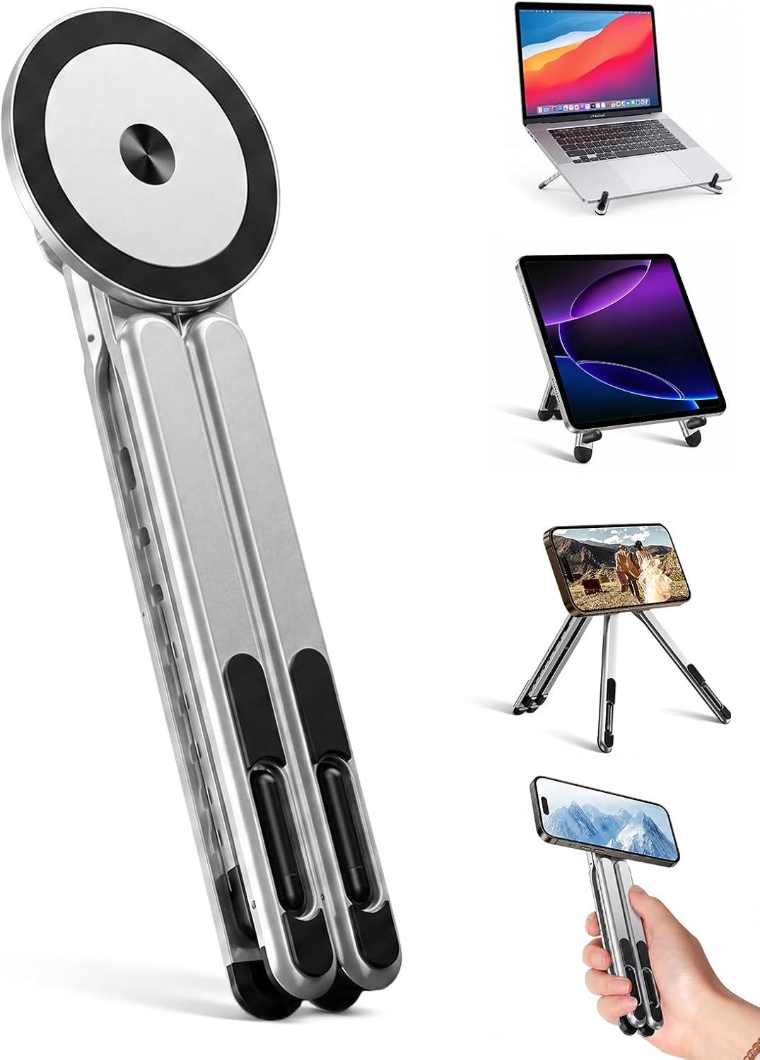 Foldable Magnetic Laptop Stand Aluminum Alloy Portable Adjustable Stand Heat Dissipation Holder Supports Phone Tablet Notebook