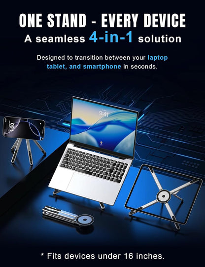 Foldable Magnetic Laptop Stand Aluminum Alloy Portable Adjustable Stand Heat Dissipation Holder Supports Phone Tablet Notebook