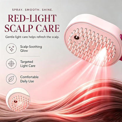 Electric Steam Hair Brush, Ionic Hydrating Detangling Brush, Portable Anti-Frizz Smoothing Tool for All Hair Types