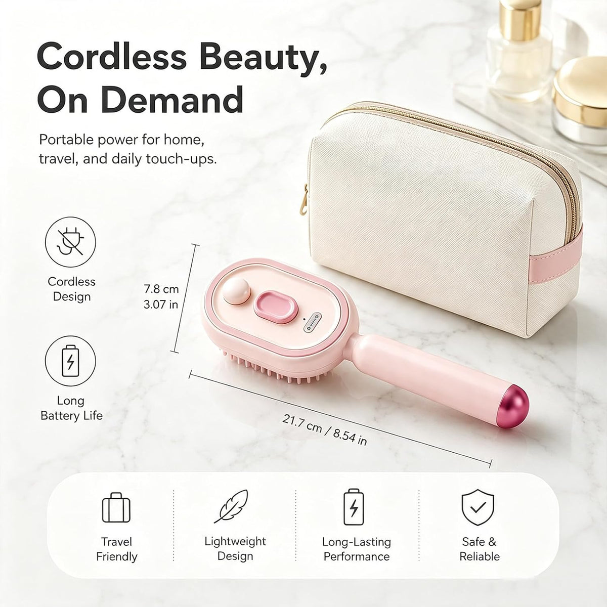 Electric Steam Hair Brush, Ionic Hydrating Detangling Brush, Portable Anti-Frizz Smoothing Tool for All Hair Types