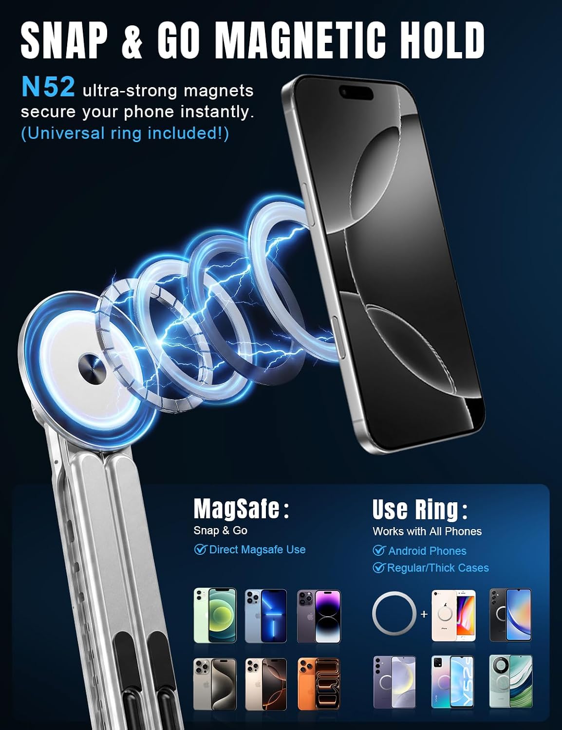 Foldable Magnetic Laptop Stand Aluminum Alloy Portable Adjustable Stand Heat Dissipation Holder Supports Phone Tablet Notebook