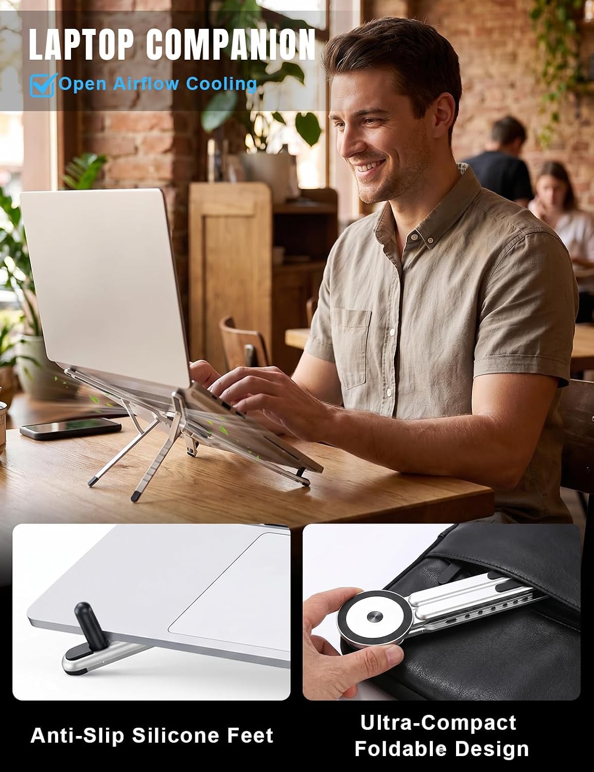 Foldable Magnetic Laptop Stand Aluminum Alloy Portable Adjustable Stand Heat Dissipation Holder Supports Phone Tablet Notebook