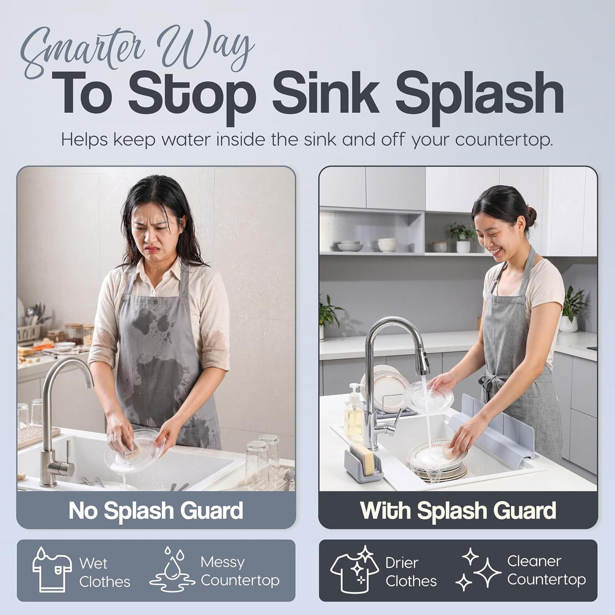 Kitchen Sink Splash Guard With Suction Cup | Silicon Splash & Dishwashing Protector | Waterproof Strong Suction Guard For Kitchen Countertops & Washroom | Home Improvement Product
