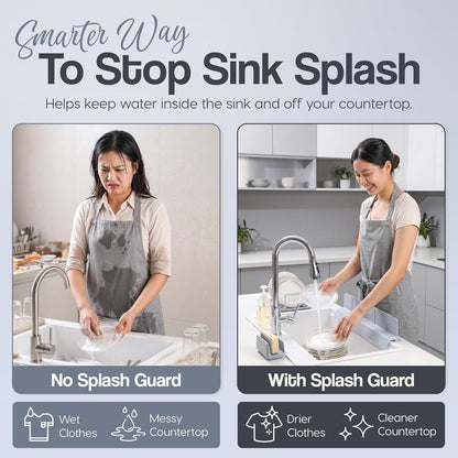 Kitchen Sink Splash Guard With Suction Cup | Silicon Splash & Dishwashing Protector | Waterproof Strong Suction Guard For Kitchen Countertops & Washroom | Home Improvement Product