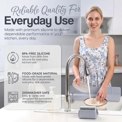 Kitchen Sink Splash Guard With Suction Cup | Silicon Splash & Dishwashing Protector | Waterproof Strong Suction Guard For Kitchen Countertops & Washroom | Home Improvement Product