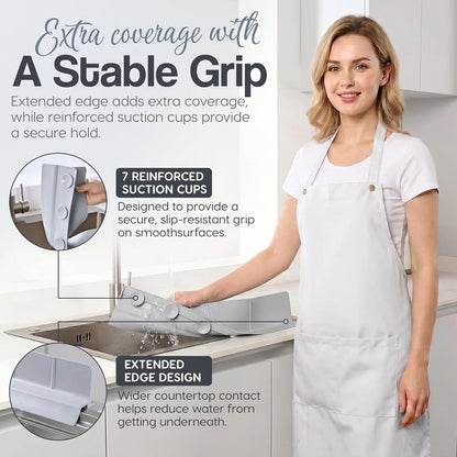 Kitchen Sink Splash Guard With Suction Cup | Silicon Splash & Dishwashing Protector | Waterproof Strong Suction Guard For Kitchen Countertops & Washroom | Home Improvement Product