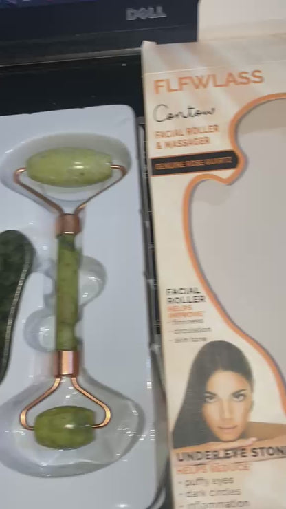 Flawless Jade Roller With Guasha Stone Marble Stone Stimulates Healthier Skin | Skin Care Jade Roller